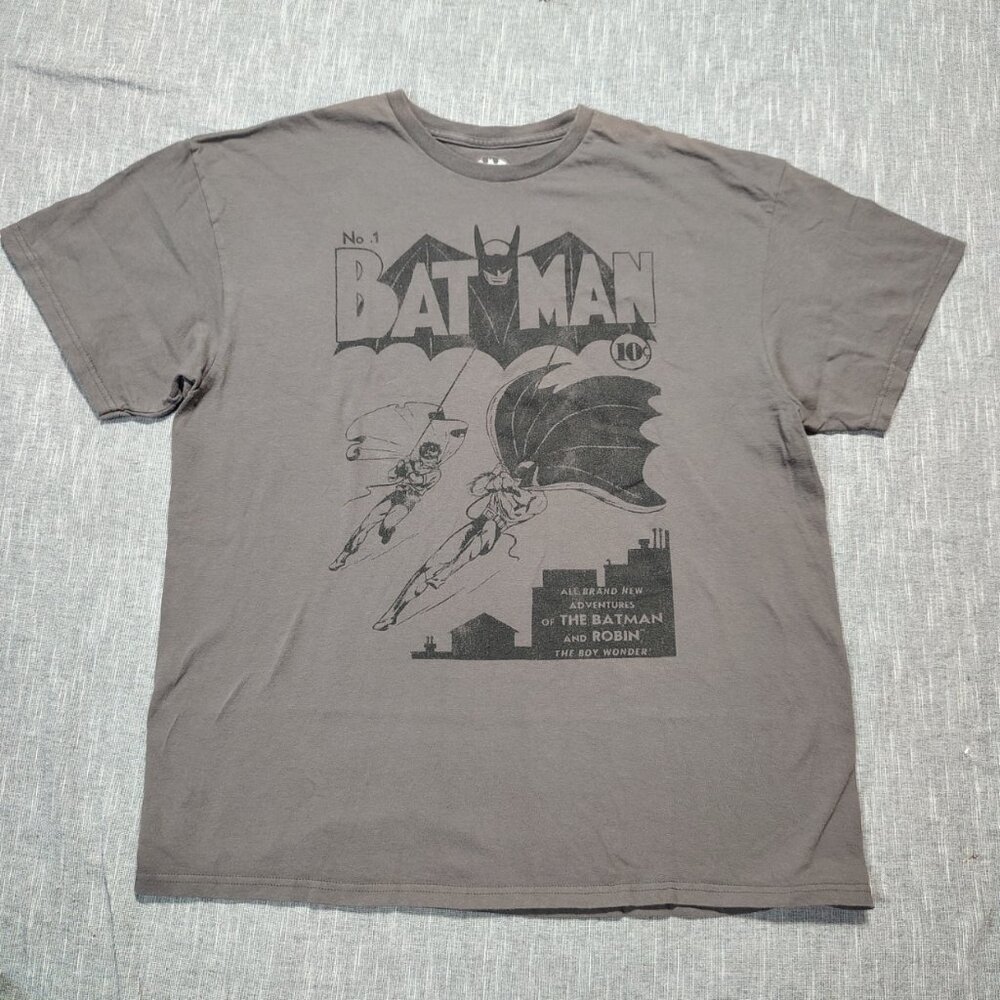 Batman And Robin T-Shirt Gray Black Retro‎ Comic Book Graphic Boy Wonder Cotton